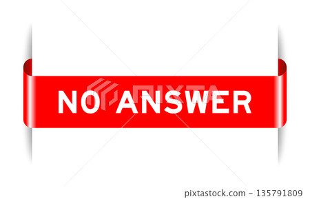 Red color inserted label banner with word no answer on white background 135791809