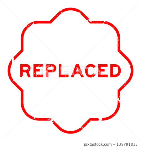 Grunge red replaced word square rubber seal stamp on white background 135791815