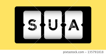 Black color in word SUA (Abbreviation of Single use account) on slot banner with yellow color background Black color in word SUA (Abbreviation of Single use account) on slot banner with yellow color background 135791818