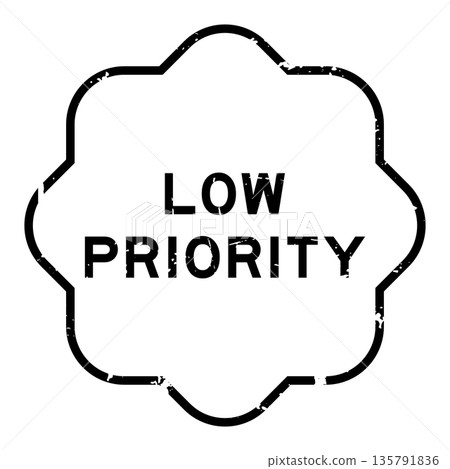 Grunge black low priority word rubber seal stamp on white background 135791836