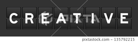 Black color analog flip board with word creative on gray background 135792215