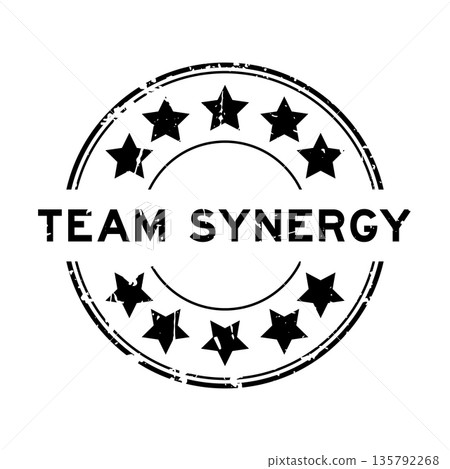 Grunge black team synergy word with star icon round rubber seal stamp on white background Grunge black team synergy word with star icon round rubber seal stamp on white background 135792268