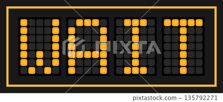 Orange color led banner in word wait on black background 135792271