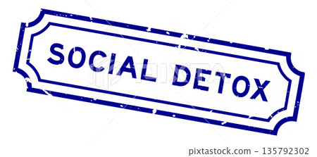 Grunge blue social detox word square rubber stamp on white background Grunge blue social detox word square rubber stamp on white background 135792302