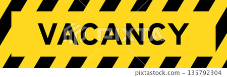 Yellow and black color with line striped label banner with word vacancy Yellow and black color with line striped label banner with word vacancy 135792304