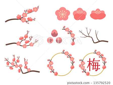 梅花枝條素材組_粉紅色 135792520