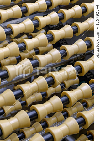Agricultural equipment, a conveyor of an eggs sorting line Agricultural equipment, a conveyor of an eggs sorting line 135792544