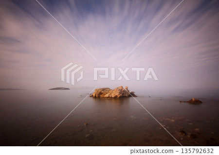 A small seaside town Gumusluk. Long exposure shot. 135792632