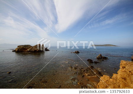 A small seaside town Gumusluk. Long exposure shot. 135792633