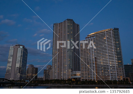 Toyosu Tower Apartment at dusk in 2020 Toyosu Tower Apartment at dusk in 2020 135792685