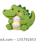 [Easter] Illustration of a crocodile holding a felt-style egg 135792853