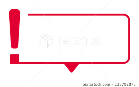 Red exclamation point speech bubble with blank space 135792873
