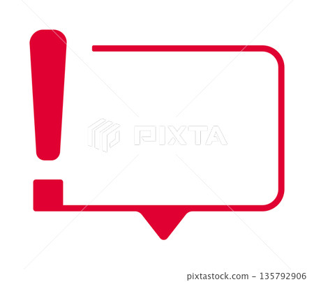 Red exclamation alert icon in speech bubble frame 135792906