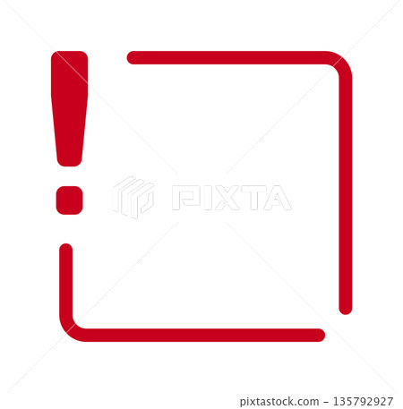 Red exclamation mark within geometric frame on white background 135792927