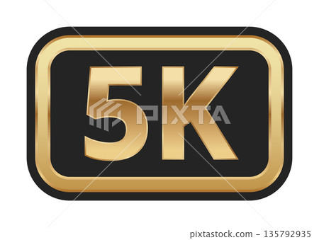 Bold 5k gold emblem on black rectangular background Bold 5k gold emblem on black rectangular background 135792935