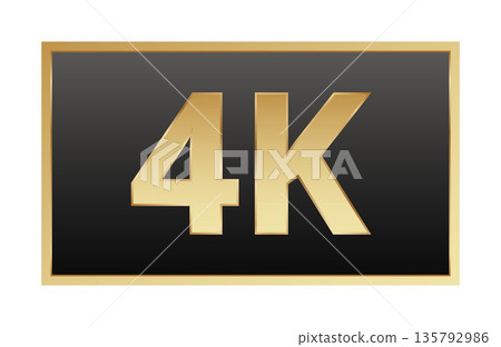 4k resolution gold icon on black background for high-definition display 135792986