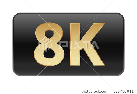 8k gold logo on black gradient background for high-resolution display technology 8k gold logo on black gradient background for high-resolution display technology 135793011