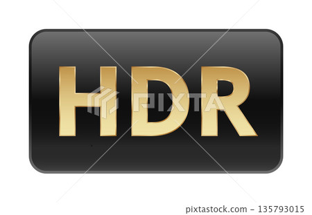 Hdr gold letters on black background: enhanced video display icon 135793015