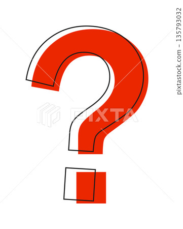 Red and black question mark illustration with white background Red and black question mark illustration with white background 135793032