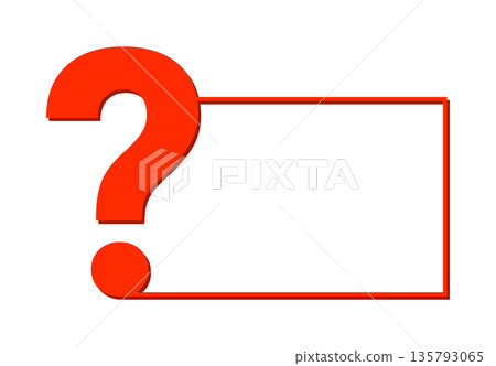 Red question mark with blank frame on white background 135793065