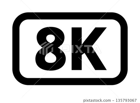 8k resolution icon on white background 8k resolution icon on white background 135793067