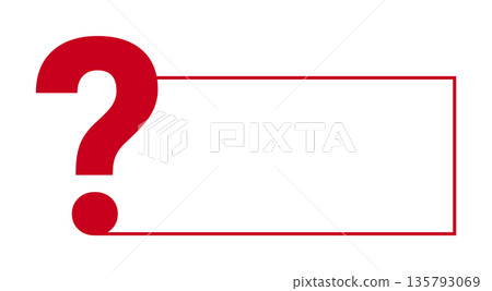 Red question mark with rectangular frame on white background 135793069