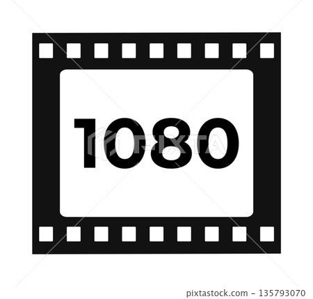 1080 icon in filmstrip frame on white background 135793070
