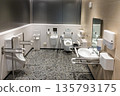 Comprehensive generic disability friendly restroom toilet sanitary with hand rails, bars and aids. 135793175