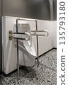 Generic disability friendly urinal with hand rails, bars and aids. 135793180