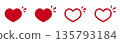 Red heart icons with sound waves in various styles 135793184