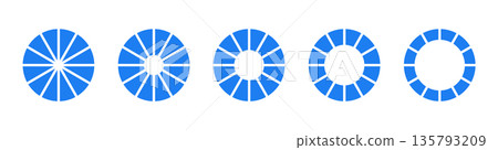 Wheels round divided, twelve sections. Diagrams infographics. Set of donut charts, pies segmented on 12 equal parts. Circle section graph. Pie chart simple blue icons. Geometric flat elements. Wheels round divided, twelve sections. Diagrams infographics. Set of donut charts, pies segmented on 12 equal parts. Circle section graph. Pie chart simple blue icons. Geometric flat elements. 135793209