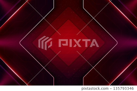 Technology background. Abstract business pattern. 3D design texture or digital frame. Modern futuristic cover. Square infrared border. Shiny rectangles. Surface texture. Vector red banner Technology background. Abstract business pattern. 3D design texture or digital frame. Modern futuristic cover. Square infrared border. Shiny rectangles. Surface texture. Vector red banner 135793346