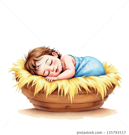Vsai baby jesus sleeping peacefully in manger at christmas 135793517
