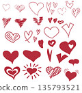 Unique heart various styles and shapes. Design elements for Valentine's day. 135793521