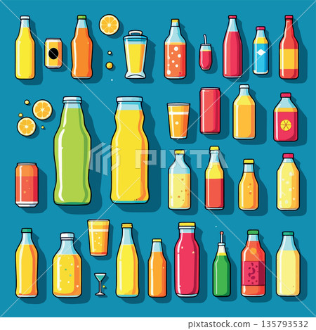 Vsai various colorful beverage bottles and cans collection set 135793532
