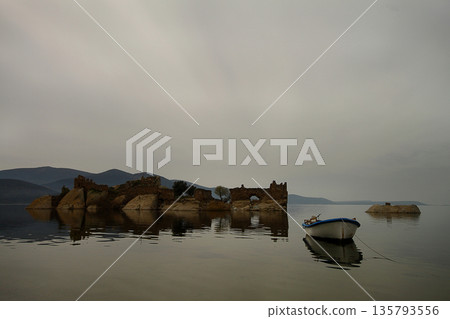 Salt Bafa Lake landscape with great nature - Mugla - Turkey. Latmos Salt Bafa Lake landscape with great nature - Mugla - Turkey. Latmos 135793556