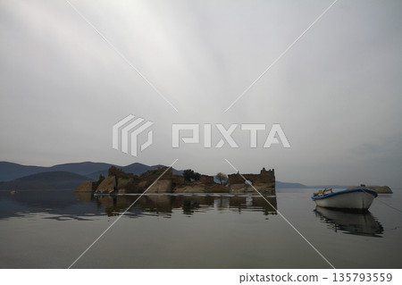 Salt Bafa Lake landscape with great nature - Mugla - Turkey. Latmos Salt Bafa Lake landscape with great nature - Mugla - Turkey. Latmos 135793559