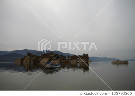 Salt Bafa Lake landscape with great nature - Mugla - Turkey. Latmos Salt Bafa Lake landscape with great nature - Mugla - Turkey. Latmos 135793560
