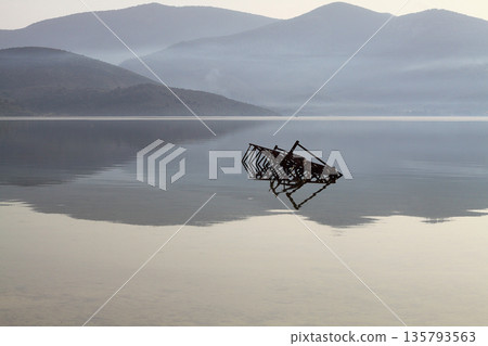 Salt Bafa Lake landscape with great nature - Mugla - Turkey. Latmos Salt Bafa Lake landscape with great nature - Mugla - Turkey. Latmos 135793563