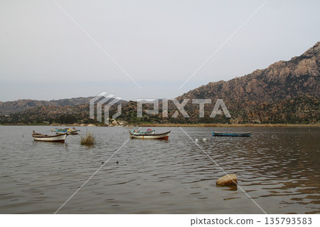 Salt Bafa Lake landscape with great nature - Mugla - Turkey. Latmos Salt Bafa Lake landscape with great nature - Mugla - Turkey. Latmos 135793583