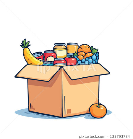 Vsai food donation box filled with groceries for charity Vsai food donation box filled with groceries for charity 135793784