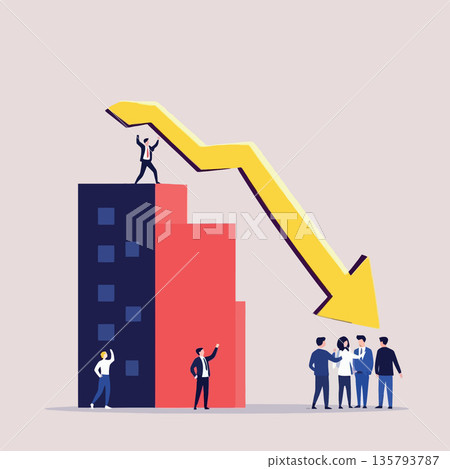 Vsai business people struggling with crisis and economic downturn 135793787