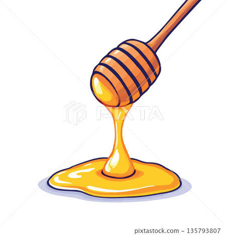 Vsai honey dipper dripping liquid honey creating a pool 135793807