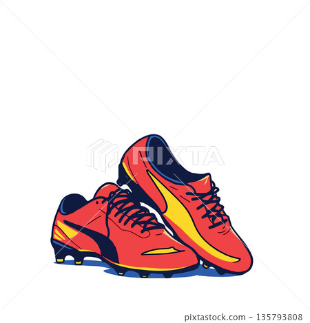 Vsai football boots vector illustration for team sport concept Vsai football boots vector illustration for team sport concept 135793808