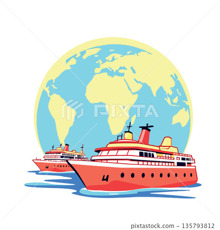 Vsai cruise ships traveling global oceans for world vacation 135793812