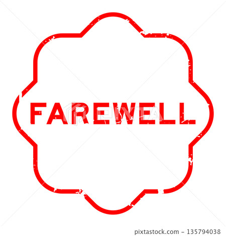 Grunge red farewell word rubber seal stamp on white background 135794038