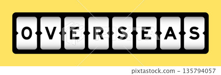 Black color in word overseas on slot banner with yellow color background Black color in word overseas on slot banner with yellow color background 135794057