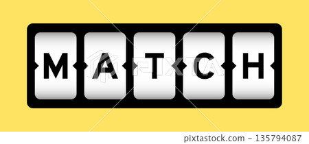 Black color in word match on slot banner with yellow color background 135794087
