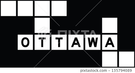 Alphabet letter in word ottawa on crossword puzzle background 135794089