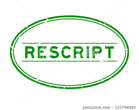 Grunge green rescript word oval rubber seal stamp on white background 135794093
